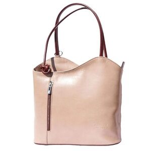Florence Italy Convertible Vintage Shoulder Bag Back Pack Beige Leather